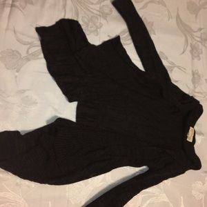 Black and brown marled high low cardigan